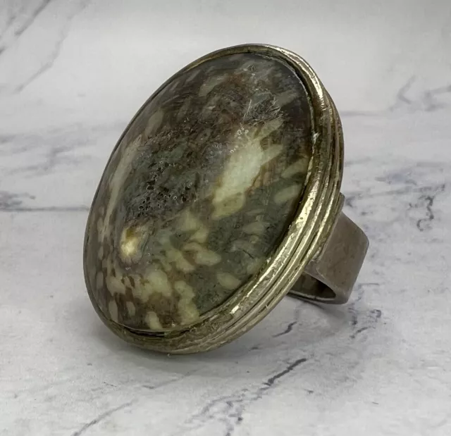 Barse 925 Sterling Silver Solid Heavy Shell Bezel Size 8 Vintage Antique Ring