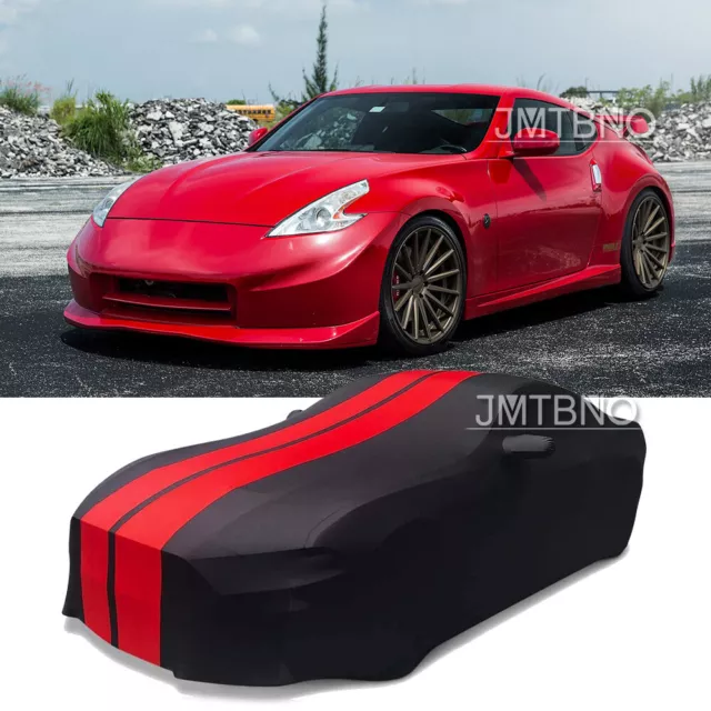Indoor Scratch Car Cover Stretch Satin Dust Proof For 2009-2017 Nissan 370Z  Red
