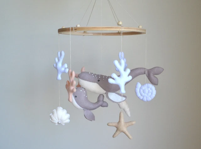 Whale baby mobile,  neutral mobile baby Mom baby whales love, babyshower gift