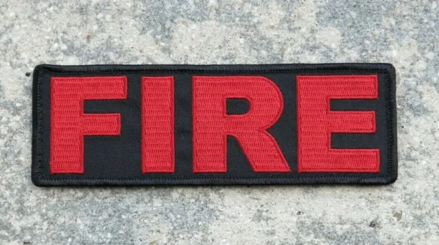 FIRE ID Patch 2x6" with Red Lettering on Black for Body Armor, Bag, etc