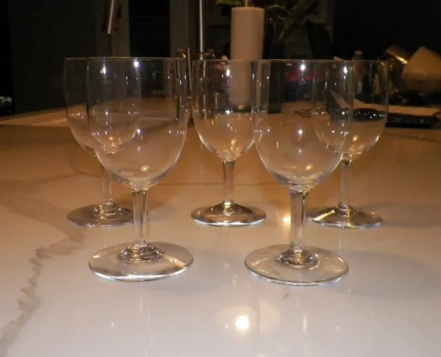 Five (5) Baccarat Crystal Small Juice Or Liquor Glasses Or Wine 5 3/4" Tall