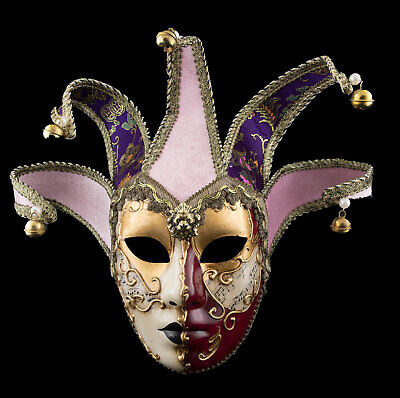 Mask from Venice Jolly Face Golden And Red 5 Spikes Prom Carnival - 1611
