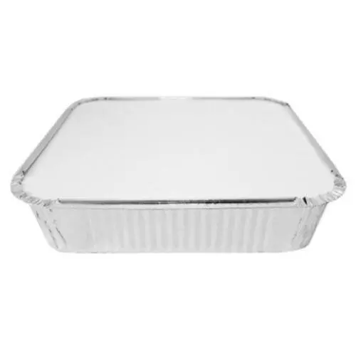 100 x Large Catering Aluminium Foil Takeaway Containers & Lids 9" x 9" x 2"