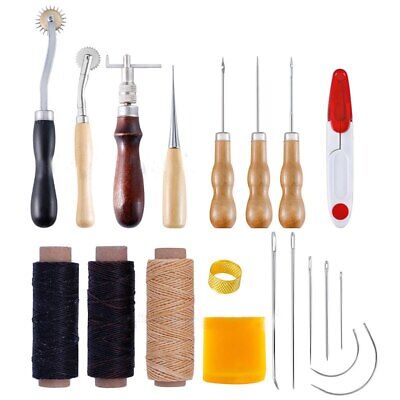 20 piezas/juego de herramientas de costura artesanal de cuero para coser a mano hilo chal encerado kit de dedal