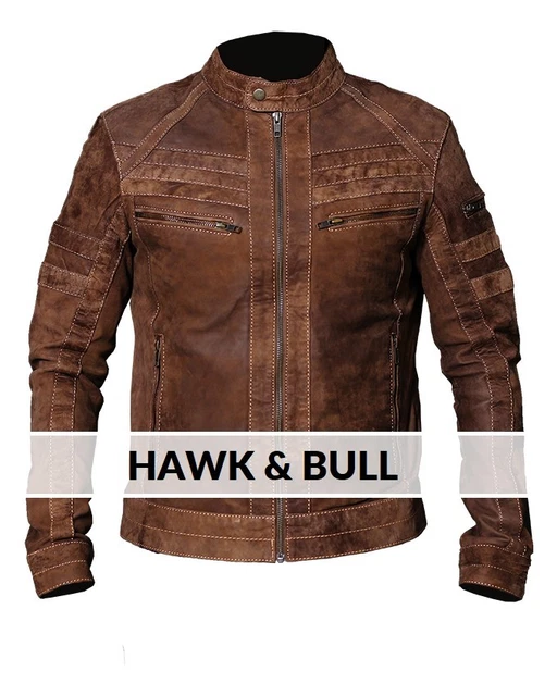 Men's Biker Brown Distressed Vintage Motorcycle Real Leather Jacket Café Racer