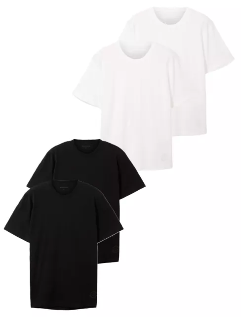 TOM TAILOR Homme T-Shirts Basic 2er-Pack Noir Blanc S - M - L - XL - XXL -