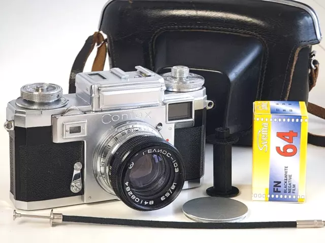 TESTED! Contax IIIA + Helios-103 1.8/53mm, 35mm Film Vintage Camera. Contax RF!