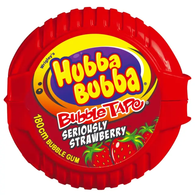 Wrigleys Hubba Bubba Bubblegum Chewing Gum Bubble Tape Strawberry x 2 Rolls