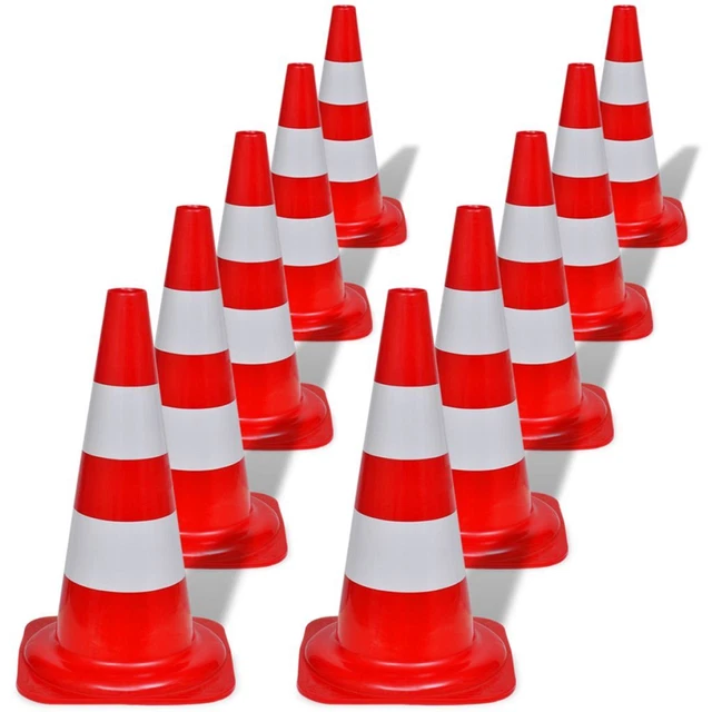 10 x Verkehrsleitkegel Warnleitkegel Rot und weiß reflektierend 50  G7J4