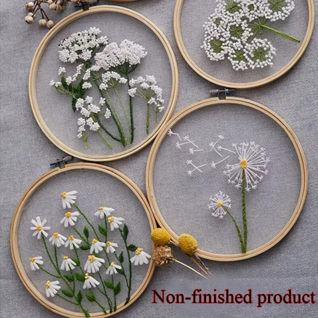 DIY Embroidery Kit Flower Pattern Cross Stitch Needlework With Hoop For Beginner