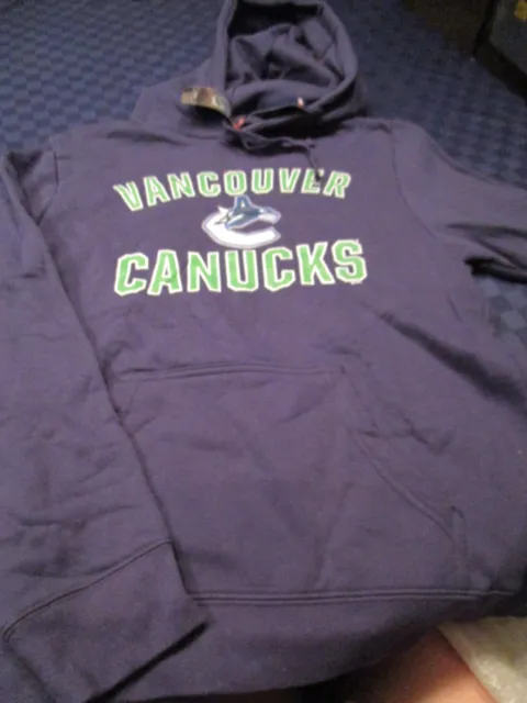 Nwt Nhl Hockey Vancouver Canucks Mens  Hooded Hoodie Sweatshirt Blue Lg