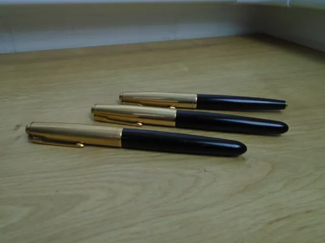 Vintage Parker Fountain Pens x 3, No 51 x 2 & 61 x 1