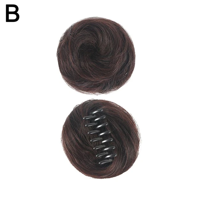 Dark brown-S Synthetic Natural Clip on in Messy Hair Bun Extension Chignon Ha P7
