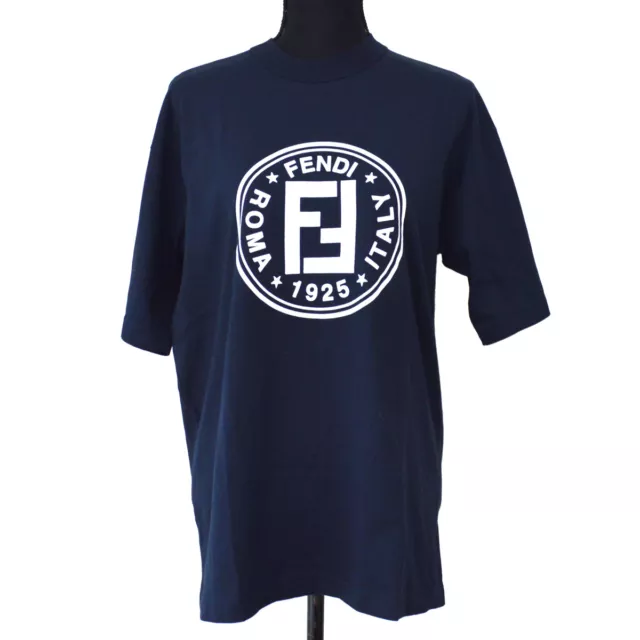 FENDI Vintage Logos Short Sleeve Tops Shirt Navy Italy AK31949f