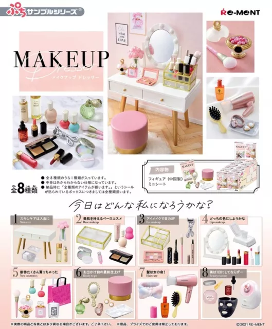 Re-Ment Miniature Petit Sample Makeup Dresser Cosmetic Full Set 8 pcs Rement