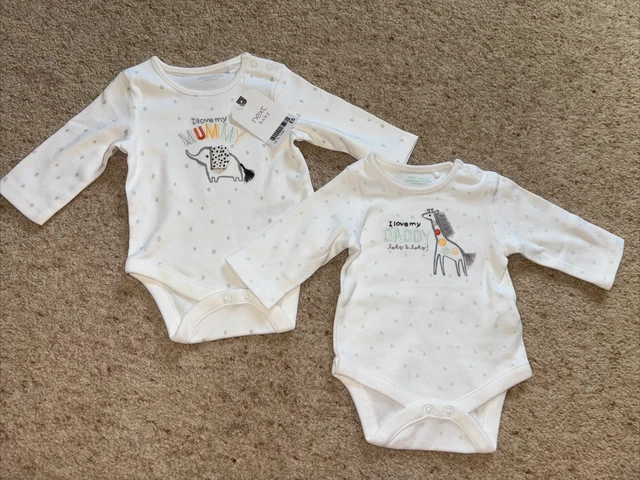 BABY BODY SUITS Vests By Next I Love My Mummy Daddy BNWT 10