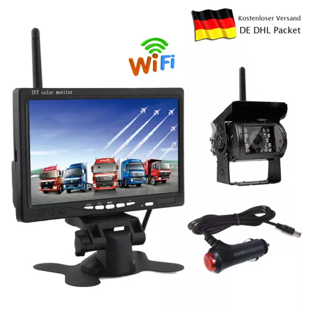 12V 24V FUNK RÜCKFAHRSYSTEM Mit Rückfahrkamera 7 Zoll Monitor Für KFW LKW CAMPER