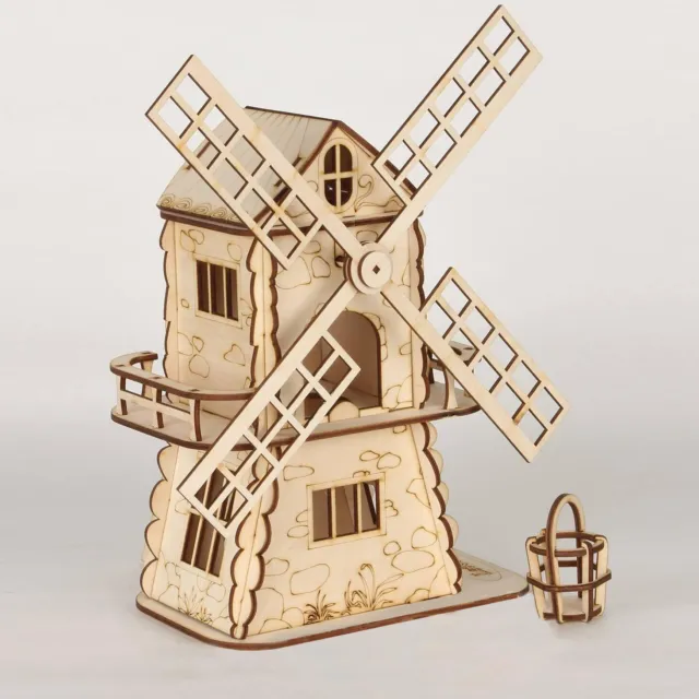 27cm Netherland Windmill Flour Mill Wooden Doll House Great Kids Gift Home Decro