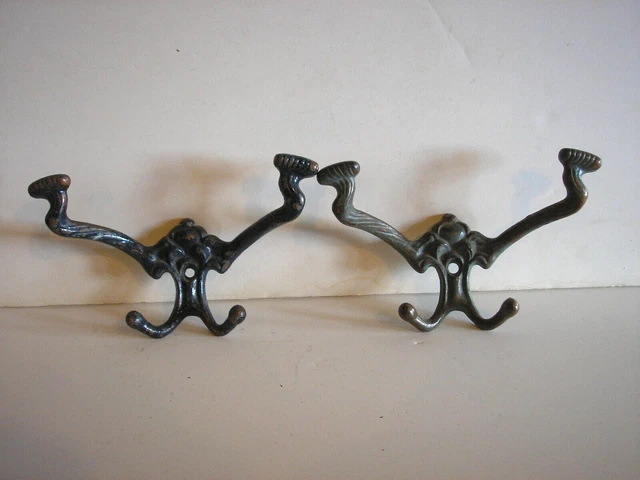 Antique Cast Iron Double Wall Coat/Hat Hooks (pair)-Large 4