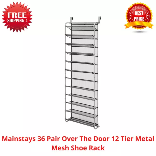 Mainstays 36-Pair Over-The-Door Shoe Rack - Metal/Mesh