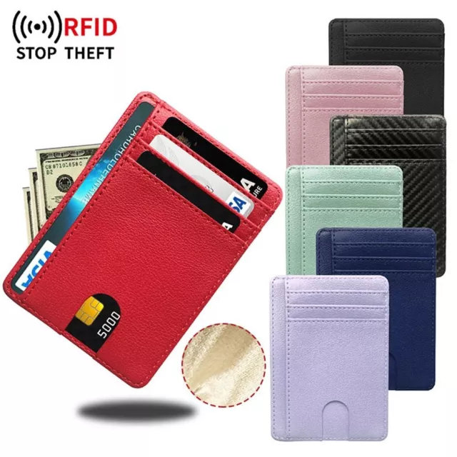 Money Case Cover Mini Purse ID Card Holder 8 Slot Leather Wallet RFID Blocking