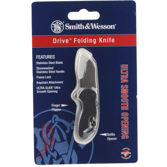 Smith & Wesson S&W Drive Framelock Folding Pocket Knife Black Stonewash Keyring