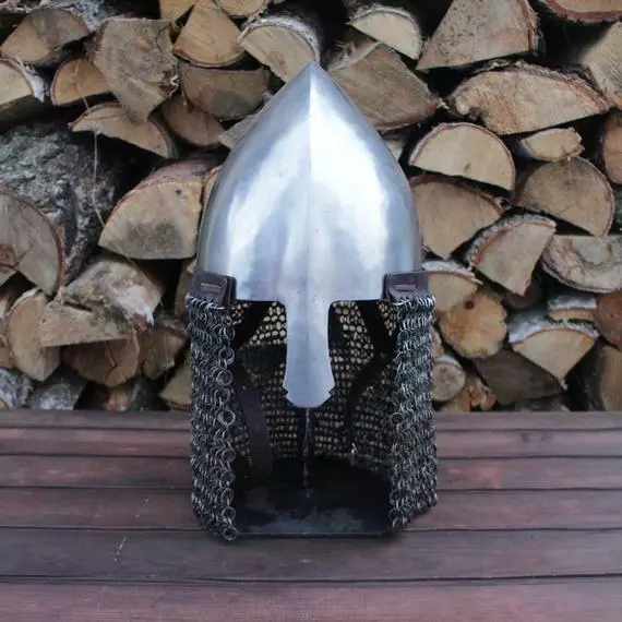 Medieval Steel Viking Nasal Helmet With Chainmail ~Hand-Forged ~sca/helm/armor