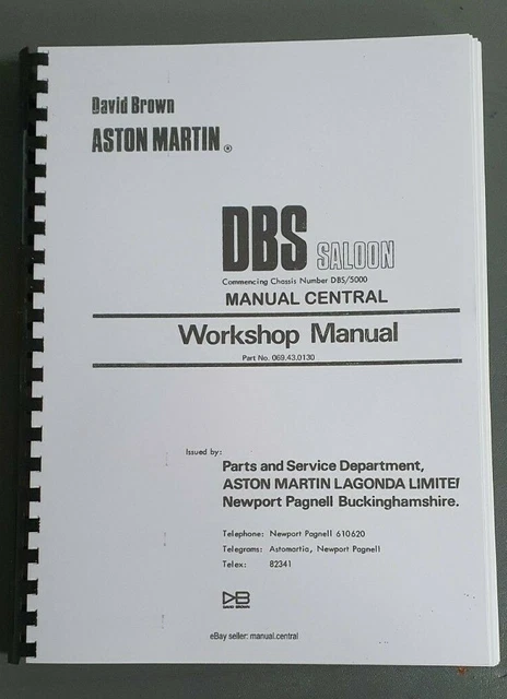 Aston Martin Lagonda Workshop Manual – A4 Comb Bound, 209 Pages, UK Reprint