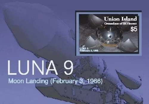Union Island 2006 - Luna 9 Moon landing Perforated Stamp Souvenir sheet MNH