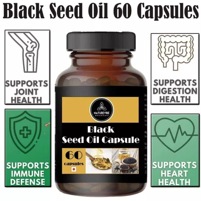 Black Seed Oil Capsules | 500mg Organic Black Cumin Seed Oil Cold-Pressed Caps