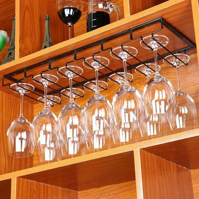 Under Cabinet Wine Glass Stemware Rack Holder Hanger for Kitchen Shelf Home Bar