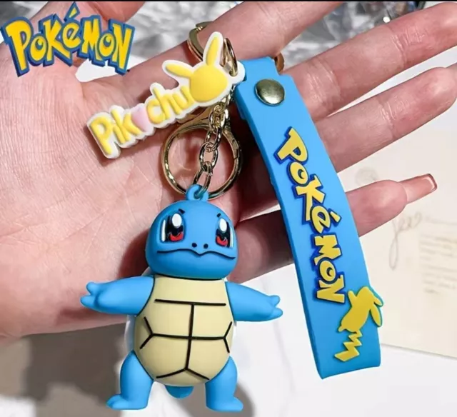 Pokemon Squirtle 3d Rubber Keychain Keyring Pikachu