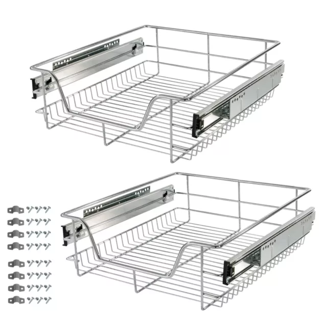 AREBOS 2x Teleskop Schublade Küchenschublade Korbauszug ausziehbar 50 cm