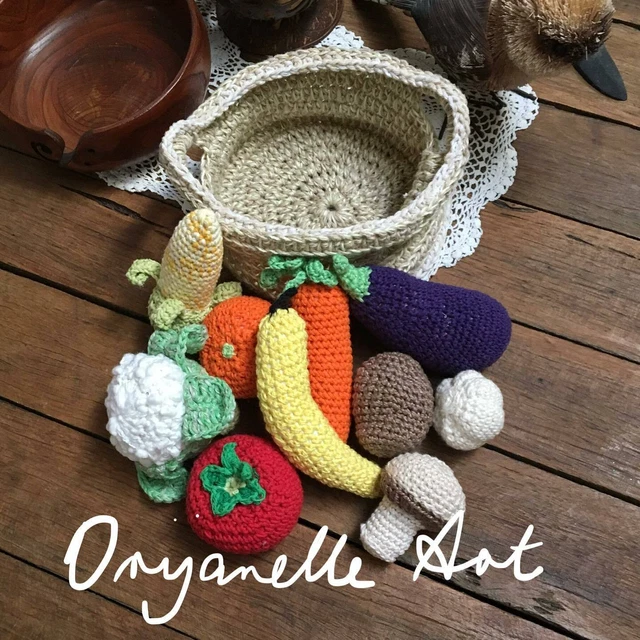 1 X Set Of 10 Crochet Cotton Pretend Play Vegetables Fruit Baby Child Toy Gift