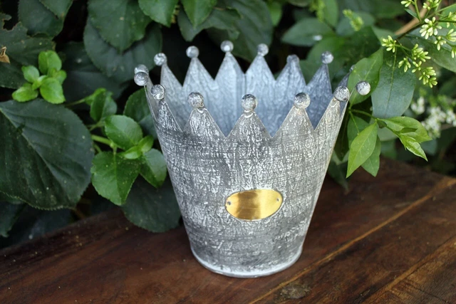 Zink Krone 15cm Dekokrone Shabby Übertopf Blumentopf Gartendeko Kerzenhalter