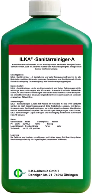 ILKA Sanitärreiniger-A alkalischer Reiniger für Bad- und Sanitärbereich 1 Liter