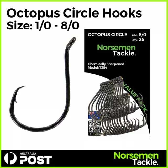 50Pcs Coated Chemically Sharpened Octopus Circle Fishing Hooks 7385 High