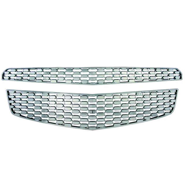 For 2014-2015 Chevy Silverado 1500 LTZ Chrome 2PC Grille Grill Insert  Overlay