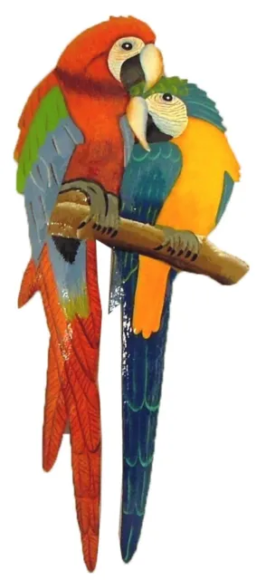 Cute Tropical Parrot Pair Wall Decor Haitian Metal Art