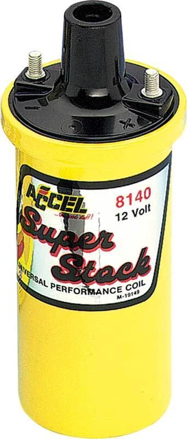Accel; 1955-74; Yellow; 42000 Volt; 1.4 Ohm Primary; Superstock Ignition Coil;