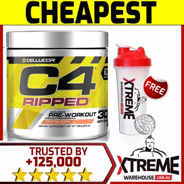 Cellucor C4 Ripped 30Srv Pre Workout Blue Raz // Thermogenic Fat Burner Gen 4