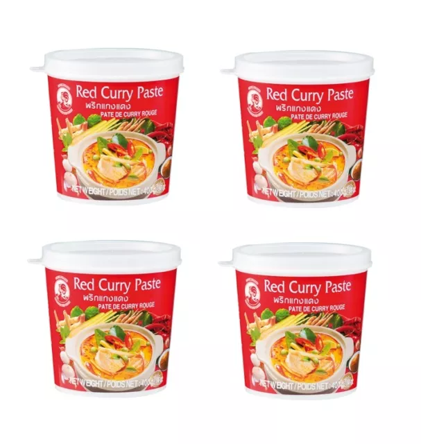 4 x 400g Cock Rote Curry Paste für Thaicurry Thailand scharf Gewürzpaste Gewürz