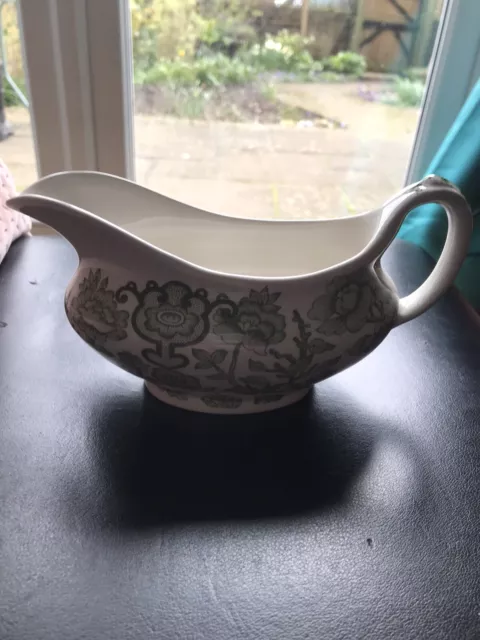 english ironstone tableware green Gravy Boat