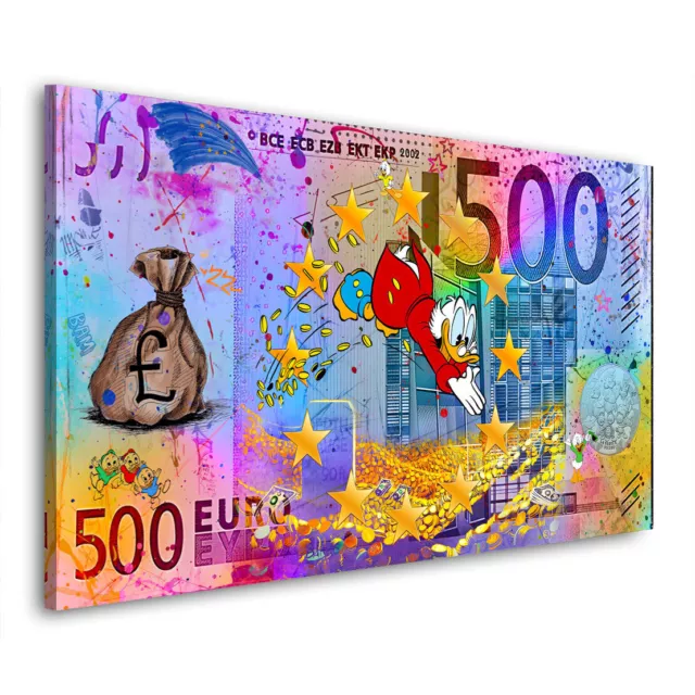 Leinwandbild Wandbild Money Dagobert Duck Comic Bild Kunst