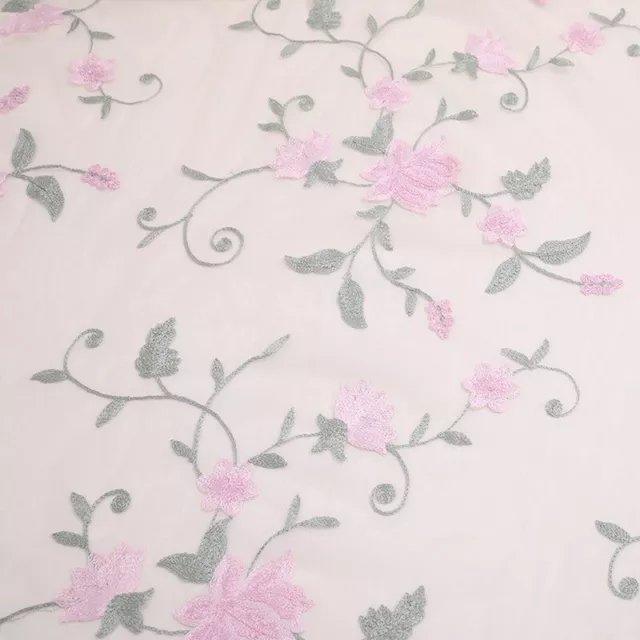 1M Ricamo Floreale Pizzo Rete Tessuto Gonne Abito da Sposa Panno Fai Decorazione