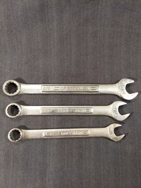 3 Vintage Craftsman 12pt SAE Combination Wrenches 1/2, 9/16, 5/8