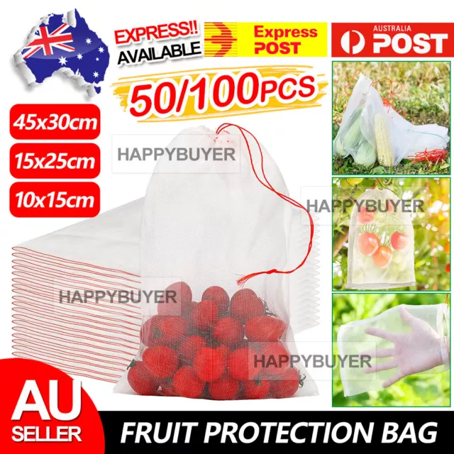 10/50PC Fruit Net Bags Agriculture Garden Vegetable Protection Mesh Insect Proof