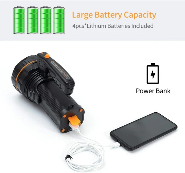 Maythank superhelle leistungsstarke LED Taschenlampe Licht wiederaufladbare Taschenlampe groß 4 Ba 3
