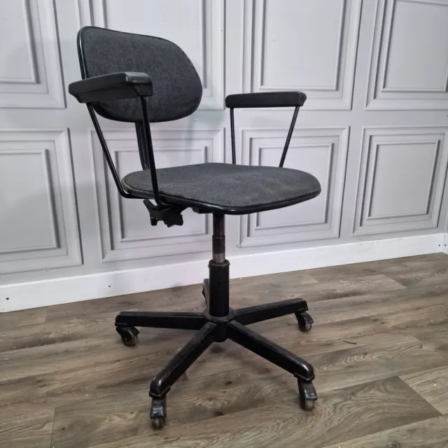 Retro Vintage Sedus Mid Century Modern Black Swivel Office Chair - Seat