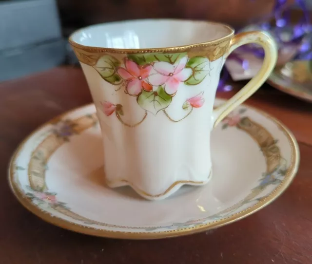 Vintage Hand Painted Nippon Tea Cup & Saucer Set Beautiful